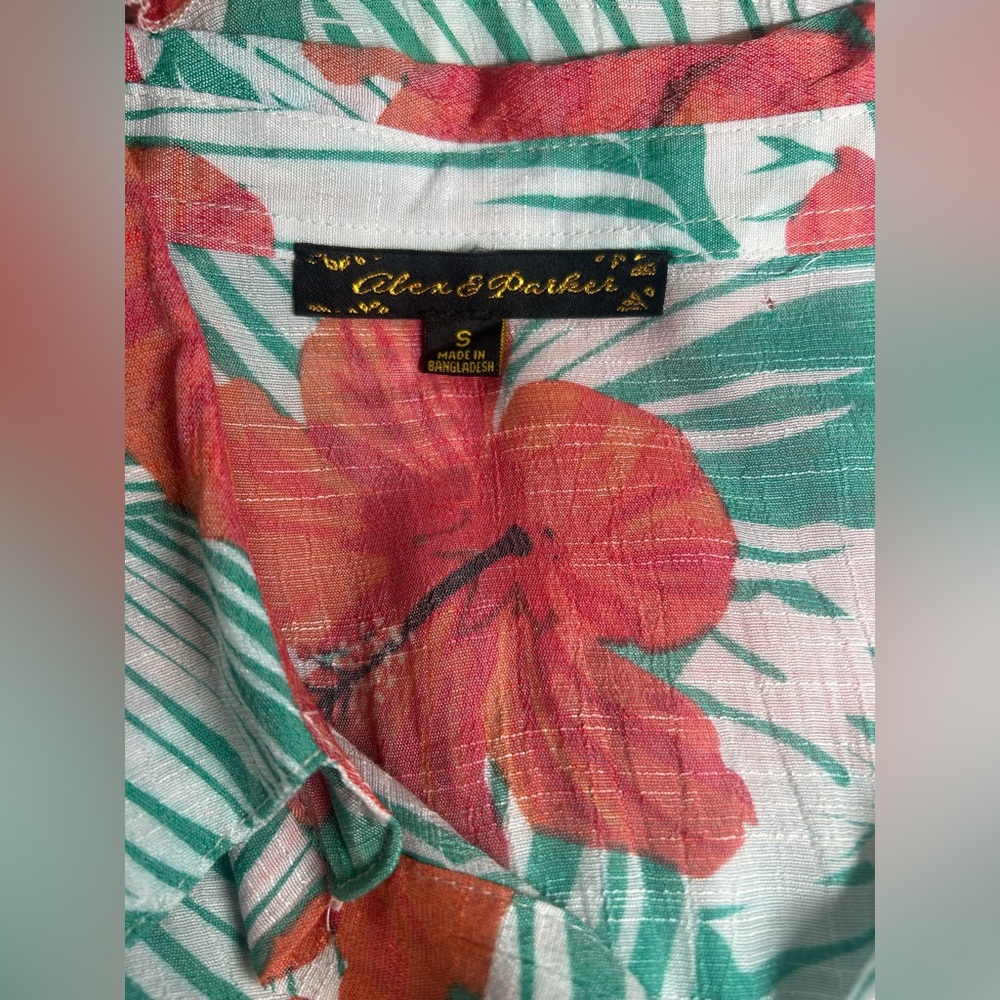 Alex & Parker Hibiscus Sleeveless Tiered Midi Dress Small Hawaiian Boho Vacay - Picture 14 of 14